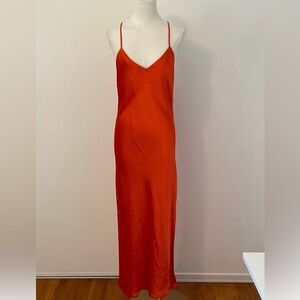 Topshop Red Satin Cross Back Cowl Back Maxi Dress Size 8